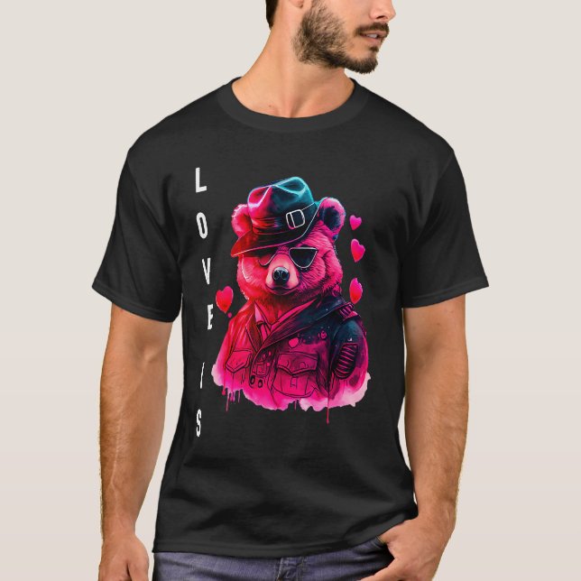Adorable Love is With Heart Animal Valentine's day T-Shirt (Front)