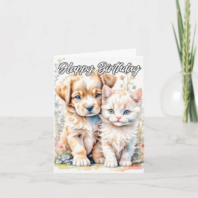 Adorable Loving Friends Forever | Happy Birthday Card (Front)