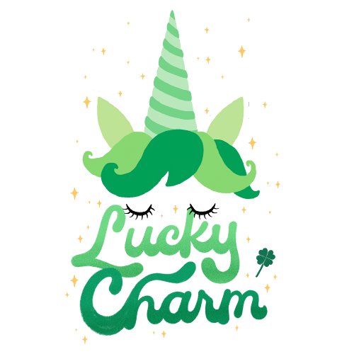 Adorable Lucky Charm Green Text Unicorn Image  Baby Bib