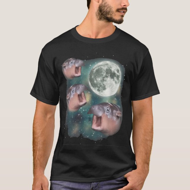 Adorable Lune-Deng Hippo Baby T-Shirt - Cute Hippo (Front)