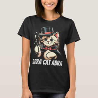 Adorable Magic Cat Abracatabra Design T-Shirt