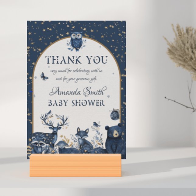 Adorable Magic Woodland Night Animal Thank You Card (Creator Uploaded)