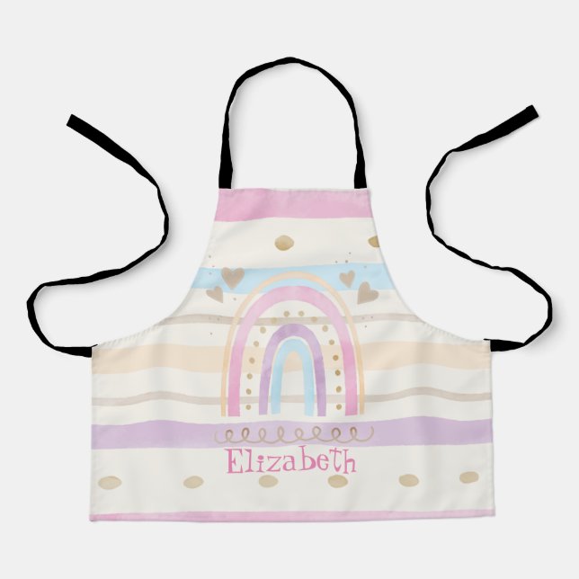 Adorable Magical Colorful Rainbow Striped Apron (Front)