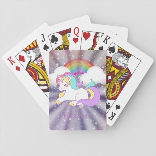 Adorable Magical Unicorn Rainbow _ Personalized Playing Cards