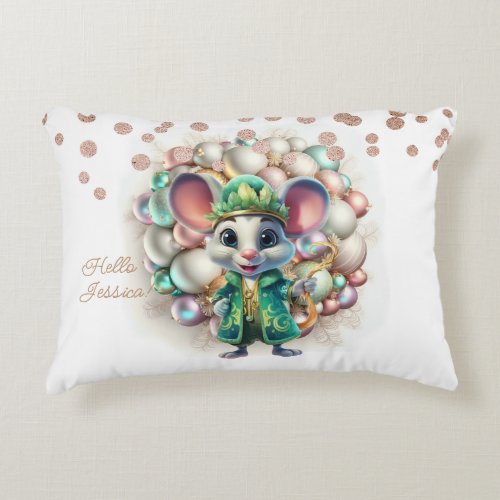 Adorable Magician Mouse Mardi Gras style custom  Accent Pillow