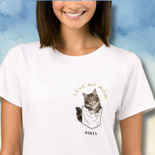 Adorable Maine Coon Cat in Pocket Name T-Shirt