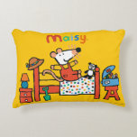 Adorable Maisy in Red Overalls Accent Pillow