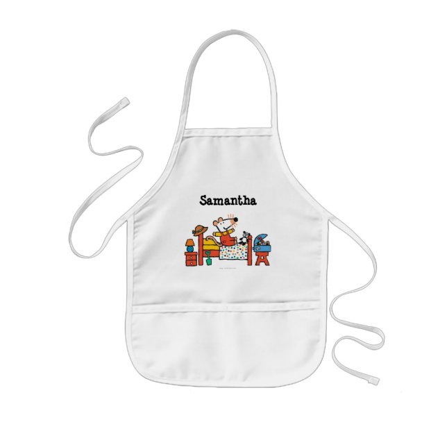 Adorable Maisy in Red Overalls Kids' Apron (Front)