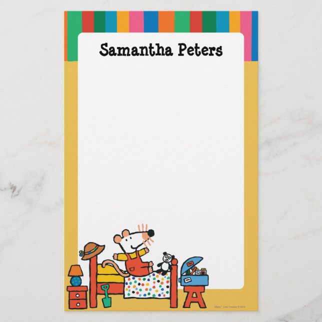 Adorable Maisy in Red Overalls Stationery (Front)