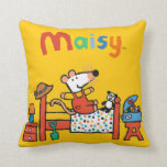 Adorable Maisy in Red Overalls Throw Pillow