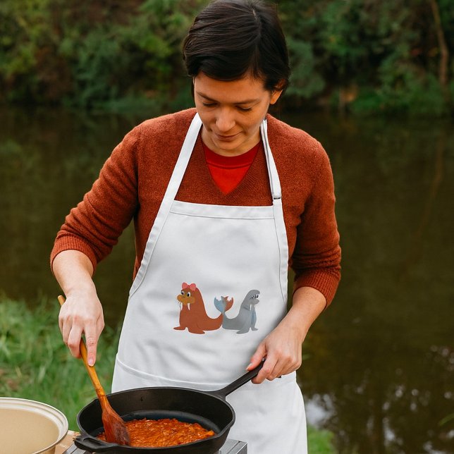 Adorable Male and Female Walruses Adult Apron (Creator Uploaded)