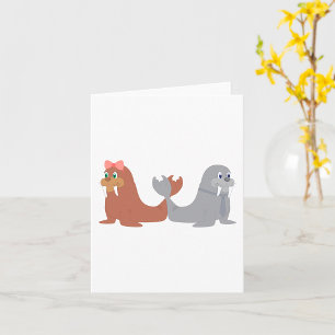 Adorable Male and Female Walruses Card