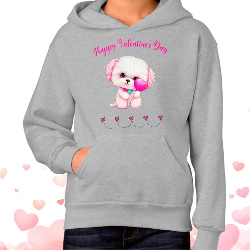 Adorable Maltese Puppy Happy Valentines Day   Hoodie