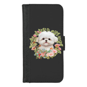 Adorable Maltese Puppy in Bloom, Maltese Dog lover iPhone 8/7 Wallet Case