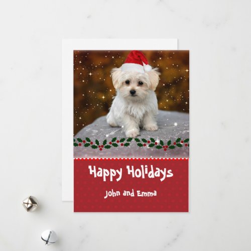 Adorable Maltese Puppy Template Holiday Card