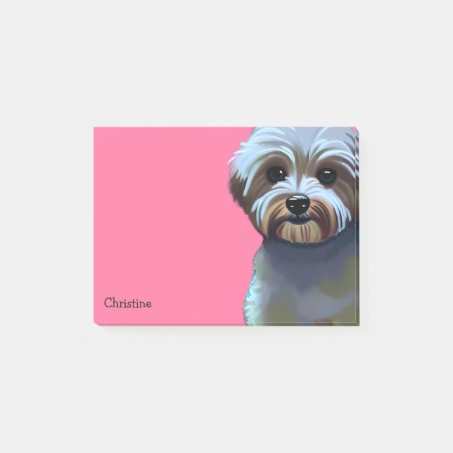 Adorable Maltipoo Dog with Custom Name Post-it Notes (Front)