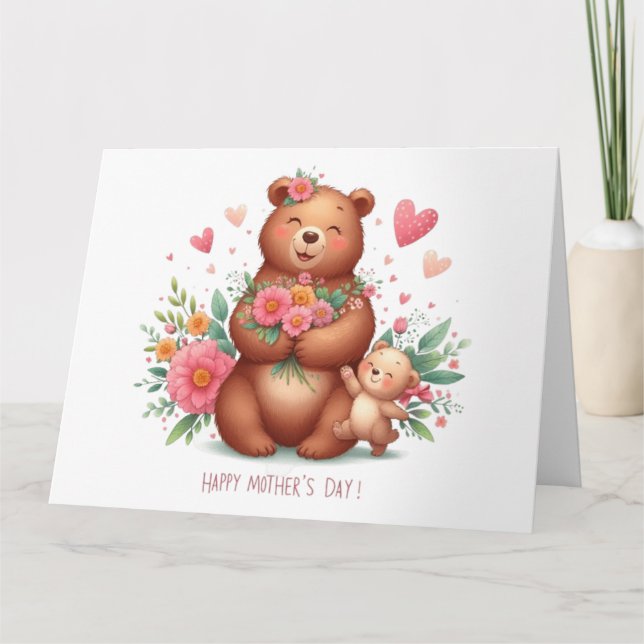 Adorable mama bear with cub card (Front)