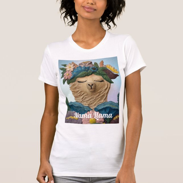Adorable Mama Llama painting on a Tee (Front)