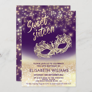 Adorable Masquerade  charming  glittery ombre  Invitation