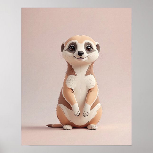 Adorable Meerkat - Cute Safari Animal Nursery Wall Poster (Front)