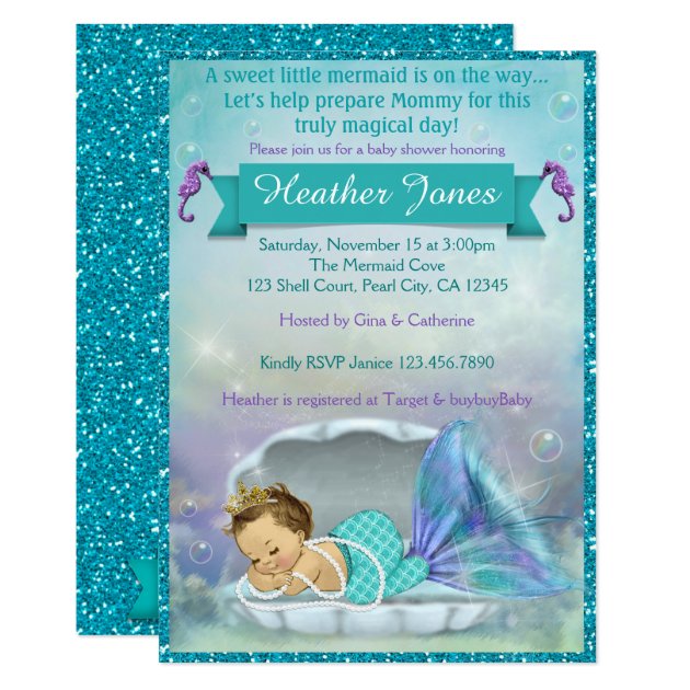 Adorable Mermaid Baby Shower Invitations #130