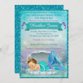 Adorable Mermaid Baby Shower Invitations #130 (Front/Back)
