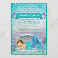 Adorable Mermaid Baby Shower Invitations #130