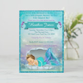 Adorable Mermaid Baby Shower Invitations #130 (Standing Front)