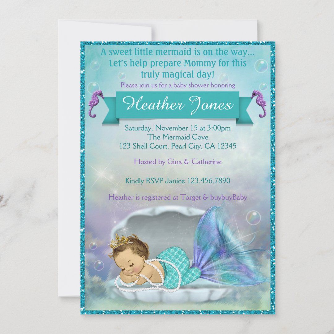 Adorable Mermaid Baby Shower Invitations 130 Zazzle