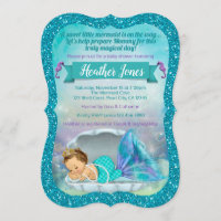 Adorable Mermaid Baby Shower Invitations 130 Light