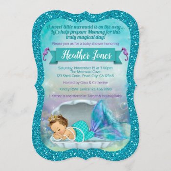 Adorable Mermaid Baby Shower Invitations 130 Light by PartyStoreGalore at Zazzle