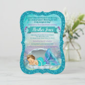 Adorable Mermaid Baby Shower Invitations 130 Light (Standing Front)