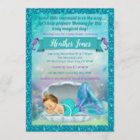 Adorable Mermaid Baby Shower Invitations 130 Light