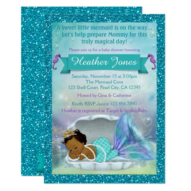 Adorable Mermaid Baby Shower Invitations #135 DARK