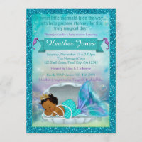 Adorable Mermaid Baby Shower Invitations #135 DARK