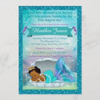 Adorable Mermaid Baby Shower Invitations #135 Dark by PartyStoreGalore at Zazzle