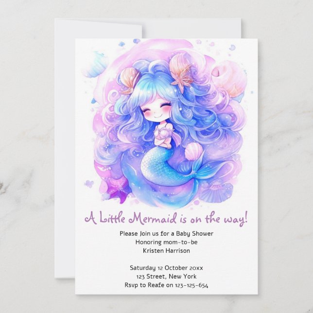 Adorable Mermaid Baby Shower Magic Invitation (Front)