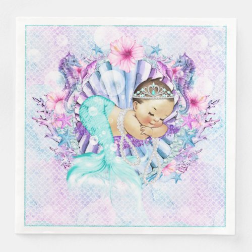 Adorable Mermaid Baby Shower Napkins