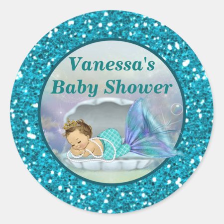 Adorable Mermaid Baby Shower Sticker Stickers #130