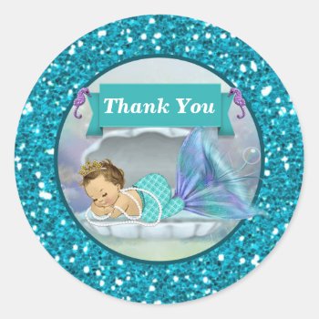 Adorable Mermaid Baby Thank You Stickers #130 by PartyStoreGalore at Zazzle