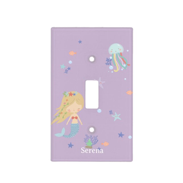 Adorable Mermaid Princess of the Ocean Switch Light Switch Cover (Front)