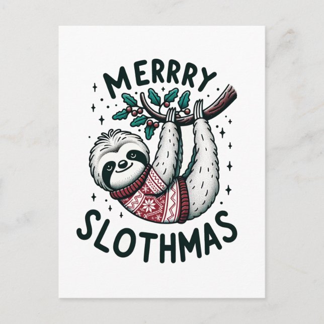 Adorable Merrry Slothmas Postcard (Front)