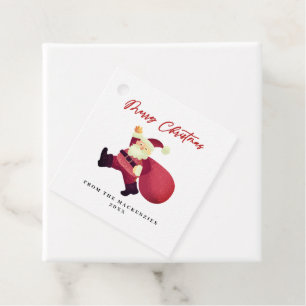 Adorable Merry Christmas Santa Favor Tags
