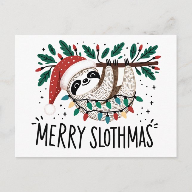 Adorable Merry Slothmas Postcard (Front)