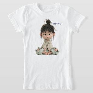Adorable Messy Bun Anime Girl Tee