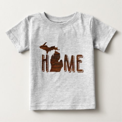 Adorable Michigan is Home  Wood Silhouette  Cute Baby T_Shirt