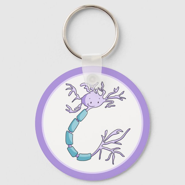 Adorable Minimalist Purple Neuron Cell Illustrated Keychain (Front)