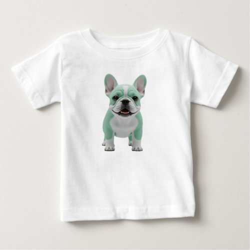 Adorable Mint Green 3D French Bulldog Puppy  Baby T-Shirt