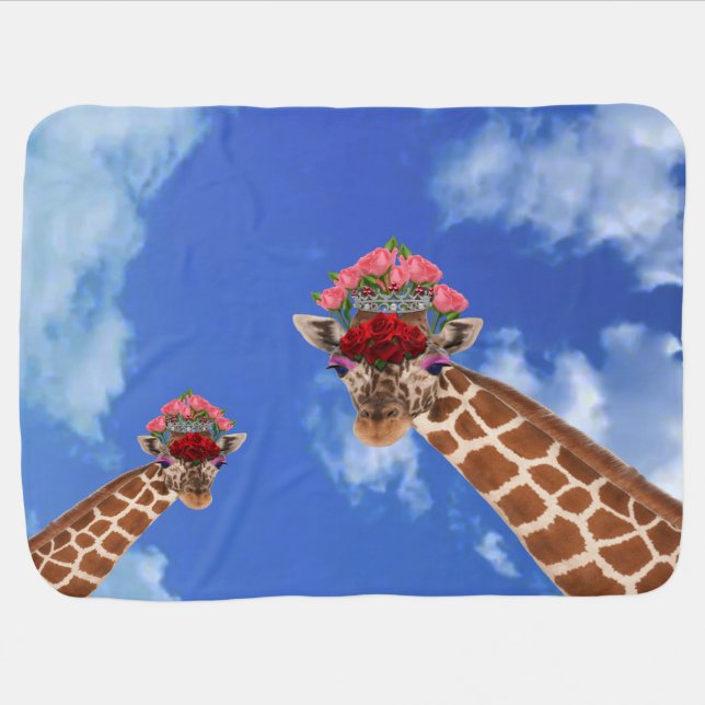 Adorable “Missy Giraffe” Baby Blanket (Horizontal)