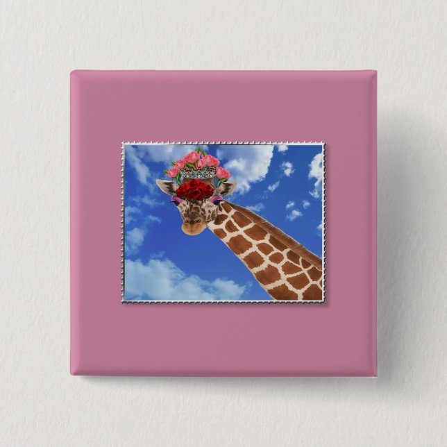 Adorable “Missy Giraffe” Button (Front)